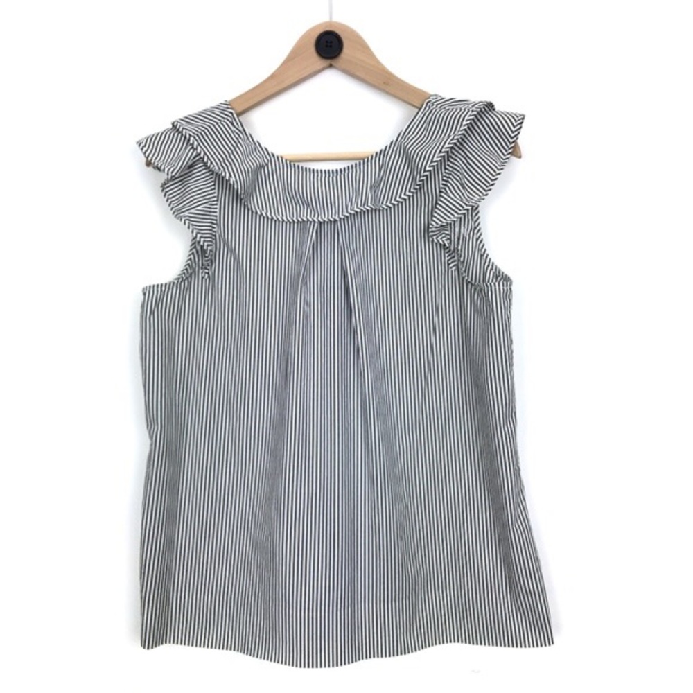 J Crew Women’s Grey and White Striped Blouse